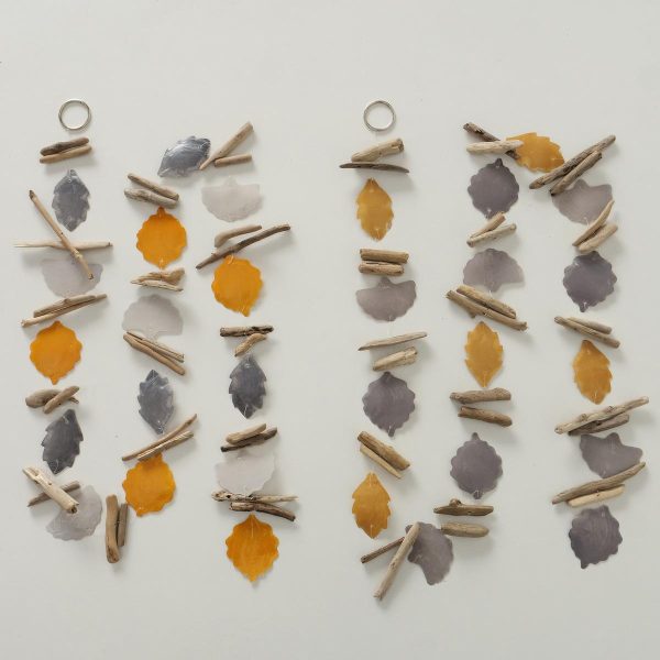 מובייל צדף וכפיסי עץ טבעיים דגם AUTUMN LEAVE